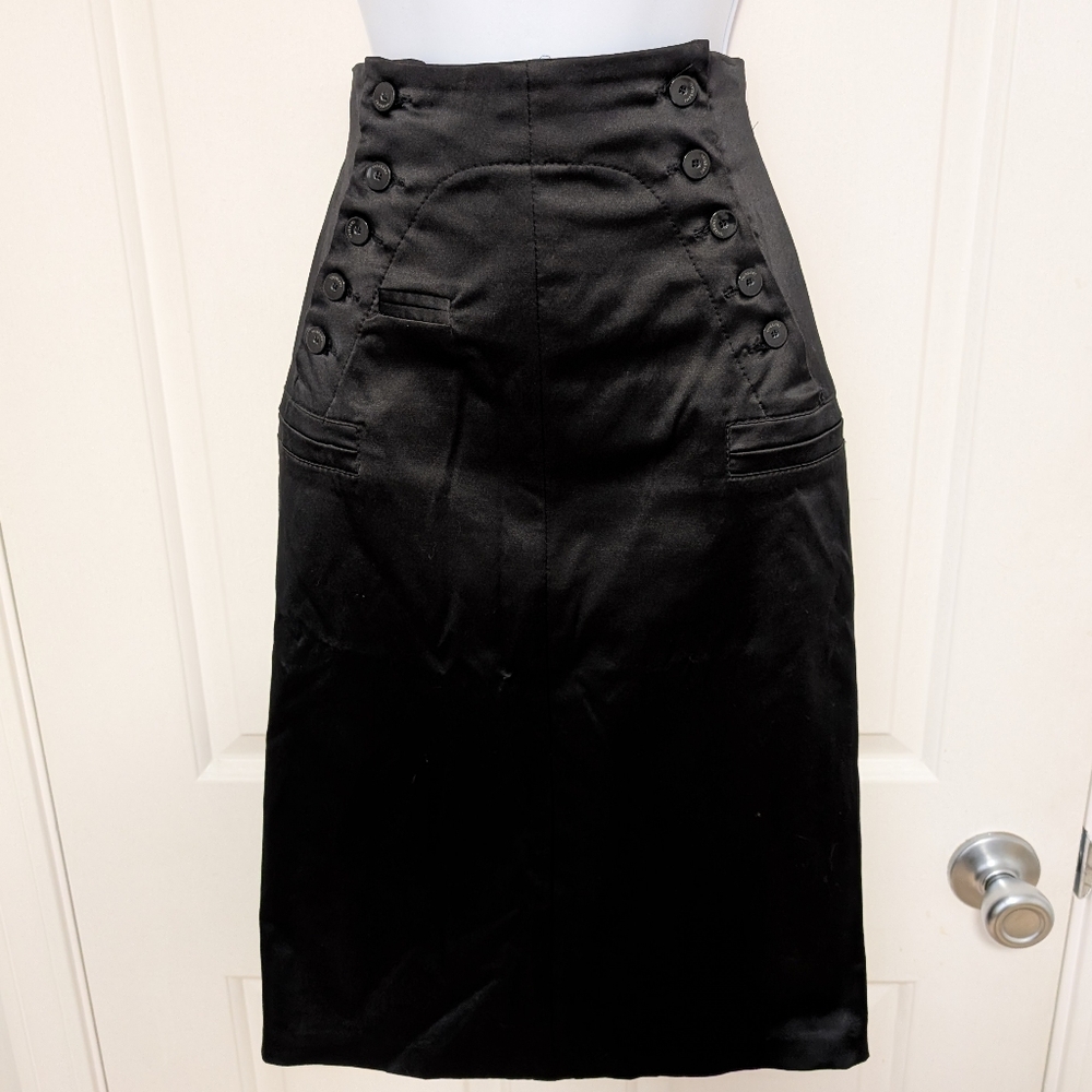 Imperial Chic Black Buttoned Pencil Skirt Size M